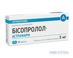 Бисопролол табл. 5 мг №20 Астрафарм (Украина, Вишневое)