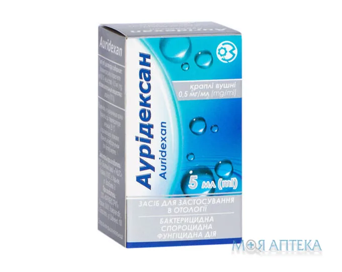 Аурідексан краплі вуш., 0,5 мг/мл по 5 мл у флак.