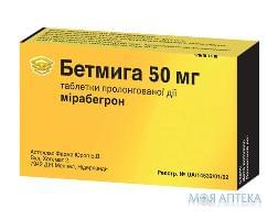 бетмига таб. пролонг.д-вия 50 мг №30 блистер