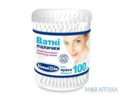 Ватні палички Білосніжка у циліндричній коробці №100