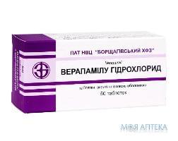 верапамила г/хл таб. п/пл. об. 80 мг №50 (БХФЗ)