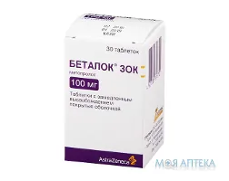 Беталок Зок таблетки, в/плів. обол., з упов. вивіл. по 100 мг №30 у флак.