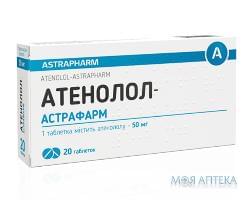 Атенолол табл. 50 мг №20 Астрафарм (Украина, Вишневое)
