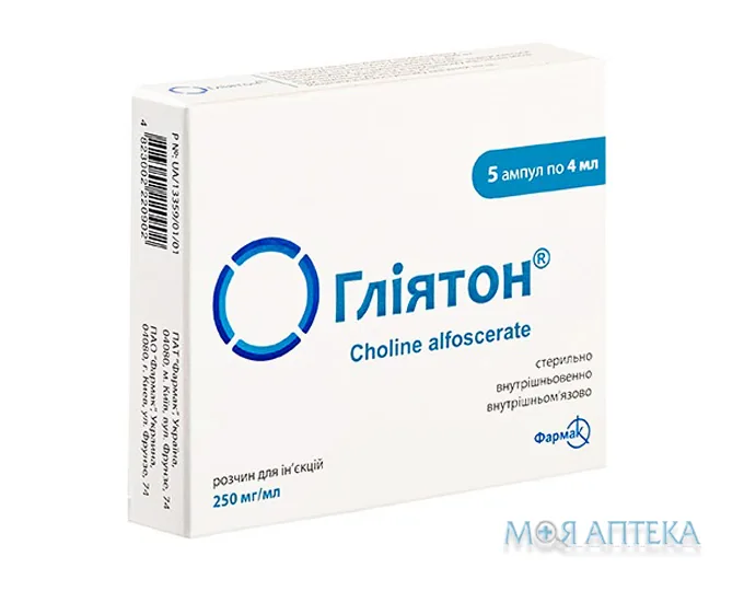 Гліятон р-н д/ін. 250 мг/мл амп. 4 мл, в блістері у пачці №5