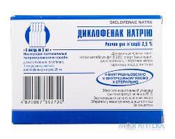 Диклофенак Натрия р-р д/ин. 2,5% амп. 3 мл, блистер №5