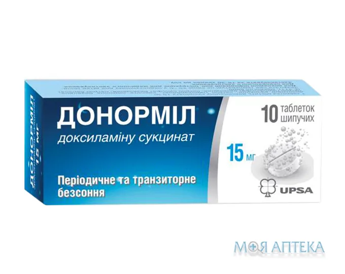 Донорміл табл. шип. 15 мг туба №10