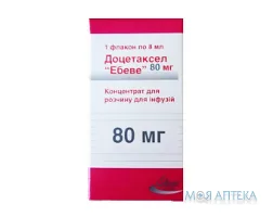 Доцетаксел Ебеве конц. д/р-ну д/інф. 80 мг фл. 8 мл №1
