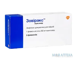 Зовіракс ліофіл. д/р-ну д/інф 250 мг фл. №5