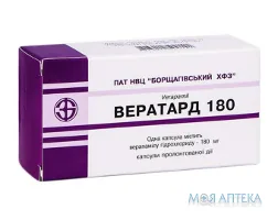 Вератард 180 капсули прол./д. по 180 мг №30 (10х3)