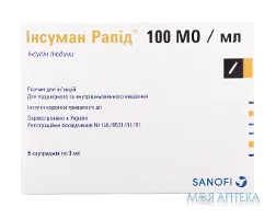 Інсуман Рапід р-н д/ін. 100 МО/мл картридж 3 мл №5