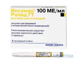 Инсуман Рапид р-р д/ин. 100 МЕ/мл картридж 3 мл №5