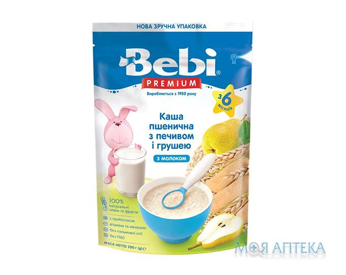 Каша Молочна Bebi Premium (Бебі Преміум) пшенична з печивом та грушами з 6 місяців, 200г