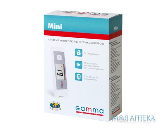 Глюкометр Gamma Mini (Гамма Міні) вага 19 г. (без батареї) розмір 86х22х11 мм.