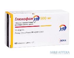 Глюкофаж XR таблетки прол./д. по 500 мг №60 (15х4)