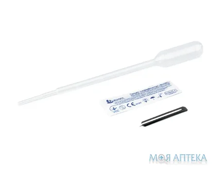 Комплект для забору капілярної крові: піпетка Пастера пластикова та ланцет (скарифікатор) Волес 1 мл