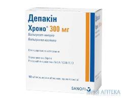 Депакін Хроно 300 Мг таблетки, в/о, прол./д., по 300 мг №100 (50х2) у конт.