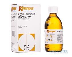 Кеппра р-р оральный 100 мг/мл фл. 300 мл, с мерным шприцем №1