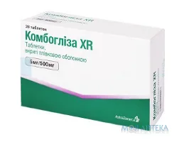 Комбогліза XR табл. в/плів. оболонкою 5 мг + 500 мг блістер №28