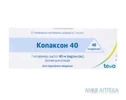 Копаксон 40 р-н д/ін. 40 мг/мл шприц 1 мл, у карт. коробці №12