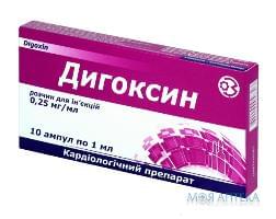 Дигоксин р-н д/ін. 0,25% амп. 1мл №10