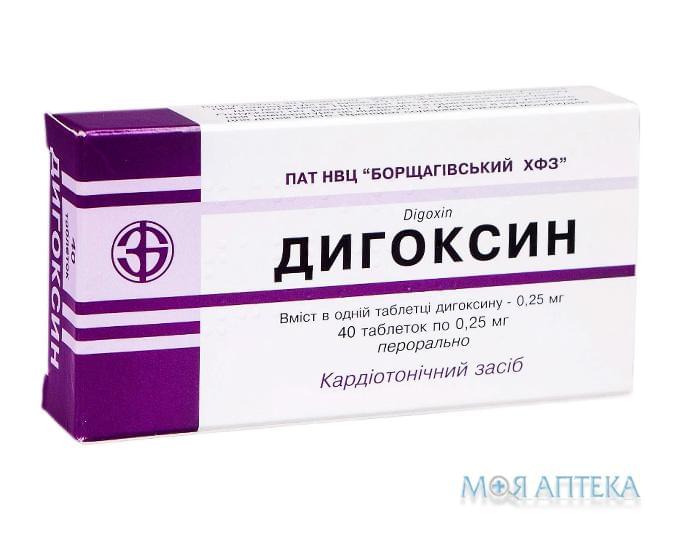 Дигоксин таблетки по 0,25 мг №40 (20х2)