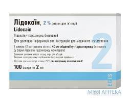 Лидокаин р-р д/ин. 2% амп. 2 мл, блистер №100