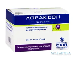 Лораксон пор. д/р-ну д/ін. 500 мг фл. №12