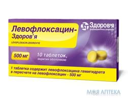 Левофлоксацин табл. п/о 500 мг №10 Здоровье (Украина, Харьков)