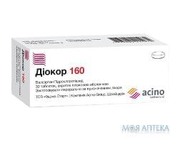 Диокор 160 таблетки, в / плел. обол., по 160 мг / 12,5 мг №30 (10х3)