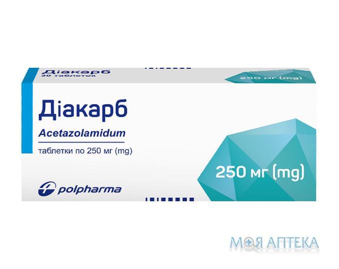 Діакарб таблетки по 250 мг №24 (12х2)