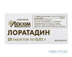 ЛОРАТАДИН таблетки по 0.01 г №20 (10х2)