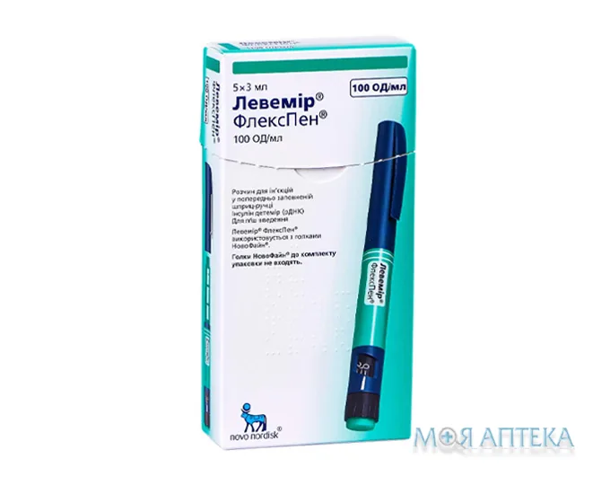 Левемір Флекспен р-н д/ін. 100 ОД/мл шприц-ручка багатодоз. 3 мл №5
