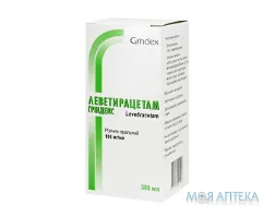Леветирацетам Гріндекс р-н оральний 100 мг/мл фл. 300 мл, +мірн. шприц та адаптер д/шприца №1