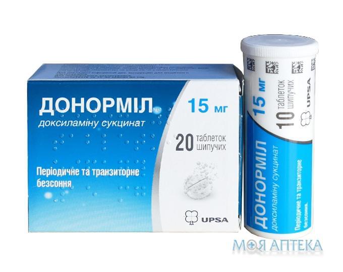 Донорміл таблетки шип. по 15 мг №20 (10х2) у тубах
