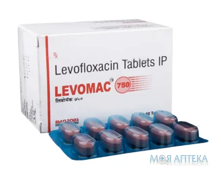 Левомак 750 табл. в/плів. оболонкою 750 мг блістер №100