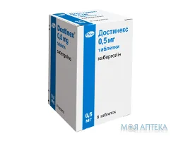Достинекс таблетки по 0,5 мг №8 у флак.