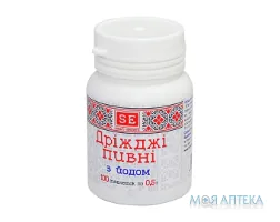 Дріжджі пивні з йодом таблетки по 0,5 г №100