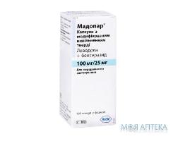 Мадопар капсули тв. з модиф. вивіл. по 100 мг/25 мг №100 у флак.