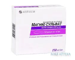 Магнію Сульфат р-н д/ін. 250 мг/мл амп. 10 мл №10