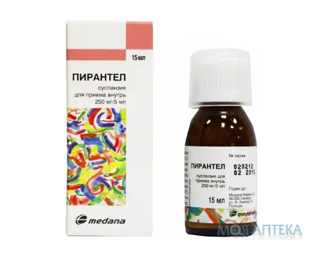 Пірантел Польфарма суспензія 250 мг/5 мл по 15 мл у флак.