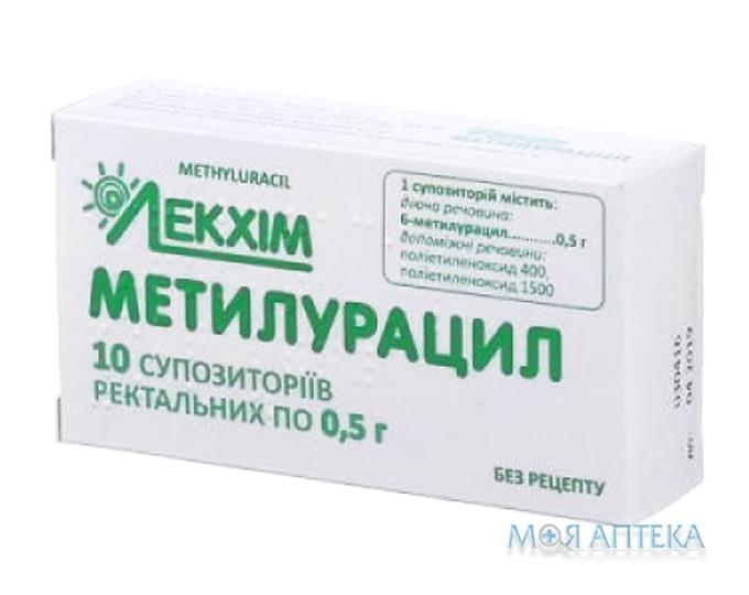 Метилурацил суп. ректал. 0,5 г блістер, в пачці №10
