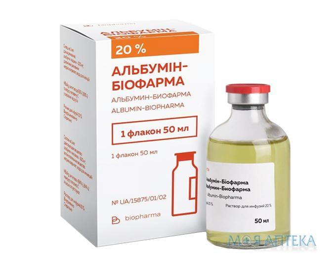 Альбумін-Біофарма розчин д/інф. 20 % по 50 мл у пляш.