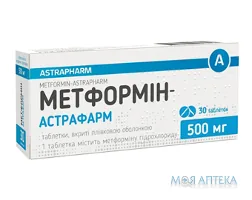 Метформін-Астрафарм табл. в/плів. оболонкою 500 мг №30