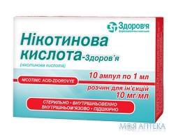 Никотиновая Кислота-Здоровье р-р д/ин. 1% амп. 1 мл, коробка №10