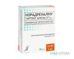 Норадреналіну тартрат агетан  конц. д/інф. 2 мг/мл  Амп. 8 мл  н 10