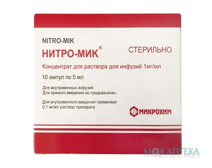 Нітро-Мік конц. д/р-ну д/інф. 1 мг/мл амп. 5 мл №10