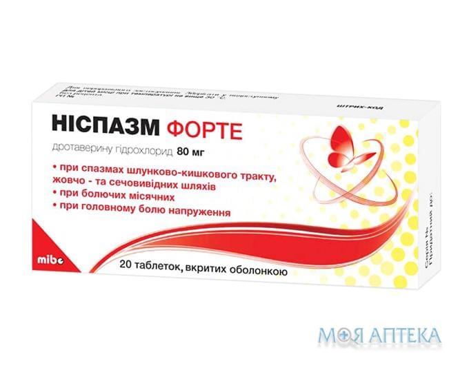 Ніспазм Форте табл. в/плів. оболонкою 80 мг №20