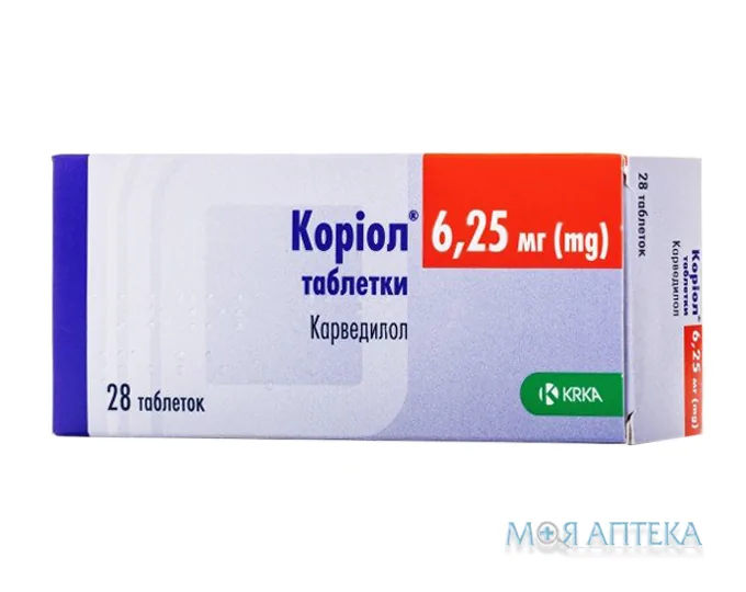 Коріол таблетки по 6,25 мг №28 (7х4)
