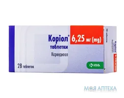 Коріол таблетки по 6,25 мг №28 (7х4)