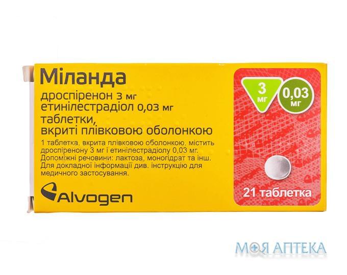 Міланда таблетки, в/плів. обол., 3 мг/0,03 мг №21 (21х1)